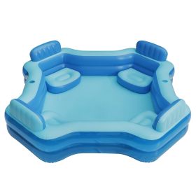 Blue Deluxe Comfort Inflatable Family Swimming Pool, 4 Seats, Square, Age 6 & up