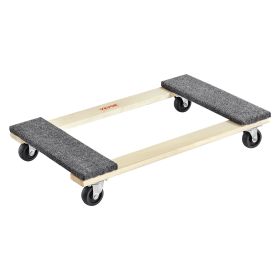 VEVOR Furniture Dolly, 1000 lbs Load Capacity, 18" x 30", 4 x 3" PP Swivel Casters, Heavy Duty Hardwood Furniture Moving Dolly, Mover's Dolly