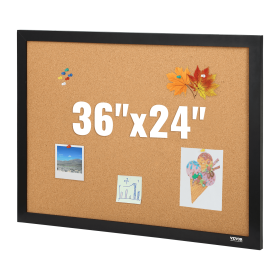 VEVOR Cork Board, 36x24 inches Bulletin Board with MDF Sticker Frame, Vision Board Includes 10 Pushpins