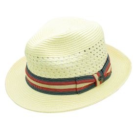 Reginald Toyo Straw Red White Blue Pin Fedora Hat