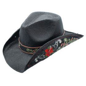 Jaro Toyo Straw Embroidered Flower Band Drifter Cowboy Hat