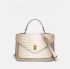 Crocodile grain leather handbag lock buckle bag 2025 new senior sense of fashion hundred shoulder crossbody bag