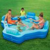 Blue Deluxe Comfort Inflatable Family Swimming Pool, 4 Seats, Square, Age 6 & up