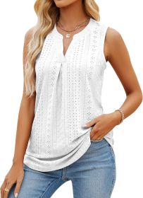 Sleeveless Tops for Women Dressy Casual Summer Blouses Trendy Eyelet Office Work Shirts (size: 2XL)