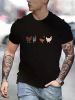 1pc Chickens Print T-Shirt for Men, Mature Style, 100% Cotton Crew Neck, Short Sleeve, Regular Fit