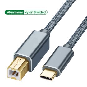 USB C to USB B 2.0 Printer Cable Braided Printer Scanner for Epson HP Canon Brother MacBook Pro Samsung MIDI Controlle Cable (Cable Length: 0.5m, Color: Grey)