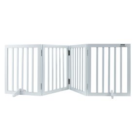 VEVOR Free Standing Dog Gate, 24" H x 80.3" W Freestanding Pet Gate, 4 Panels Foldable Dog Gate for Wide and Narrow Passageways (Function: Foldable, Width: 80.3 inches)
